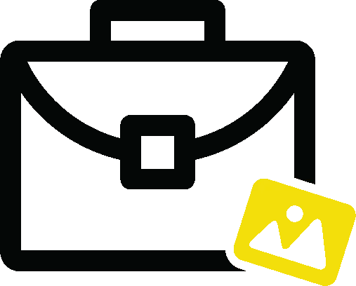 Bright yellow shape on bold black background in minimalist design creates striking visual contrast.