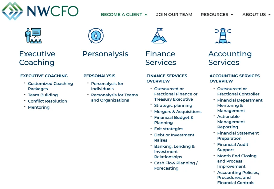 NW CFO offers executive coaching, financial services, and accounting solutions for business growth.